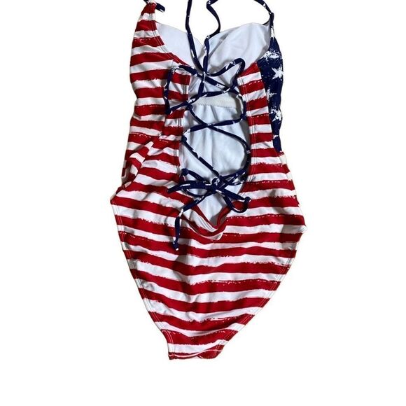 Exhilaration women’s flag, patriotic shelf, bra, strappy back swimsuit s/small - Picture 3 of 5